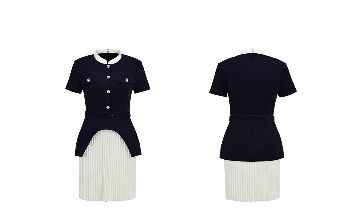 YES BY YESIR | Ye Qians  Artistic Patchwork Dress with Asymmetrical Hem  -DELILAH.