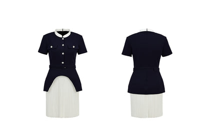 YES BY YESIR | Ye Qians  Artistic Patchwork Dress with Asymmetrical Hem  -DELILAH.