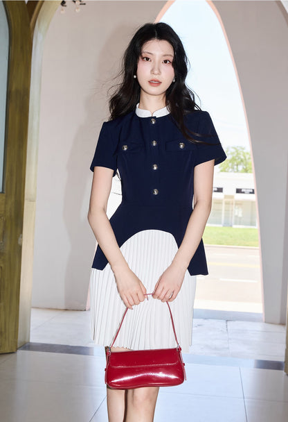 YES BY YESIR | Ye Qians  Artistic Patchwork Dress with Asymmetrical Hem  -DELILAH.