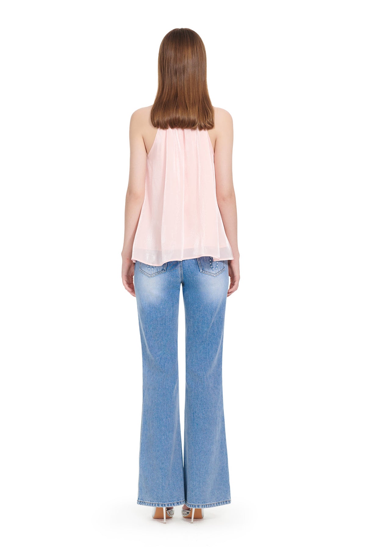 YES BY YESIR | Ye Qians Streamer Yarn Halterneck Top with Flowing Ribbon Detail- ELIORA.