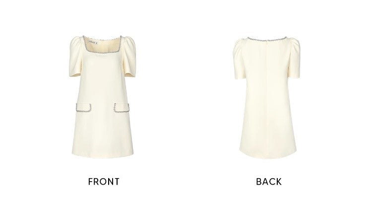 YES BY YESIR | Ye Qians White Square-Neck Dress -ELIANNA.
