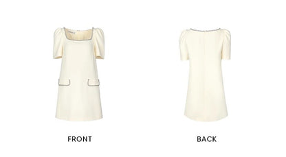 YES BY YESIR | Ye Qians White Square-Neck Dress -ELIANNA.