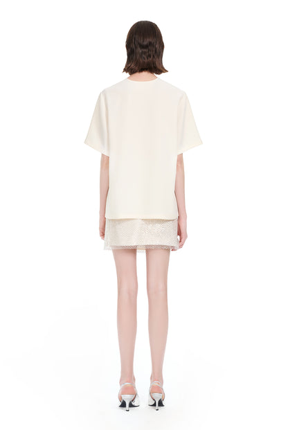 YES BY YESIR | Ye Qians Radiance Hot Diamond Mesh A-Line Skirt -ELYSIA.