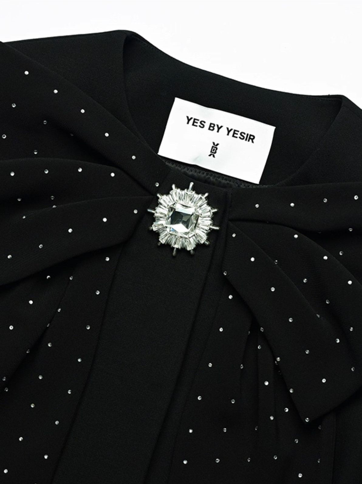 YES BY YESIR Diamond Bow Short Embellished Jacket - FREEZE.