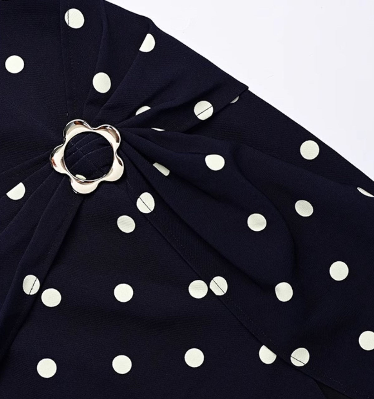 YES BY YESIR | Ye Qian Polka Dot Print Sleeveless Dress with Loop Knot & Deconstructed Charm-GENEVA.