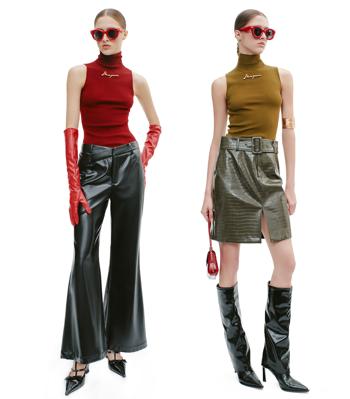 YES BY YESIR  Ribbed texture turtleneck knitted vest - GLORY.