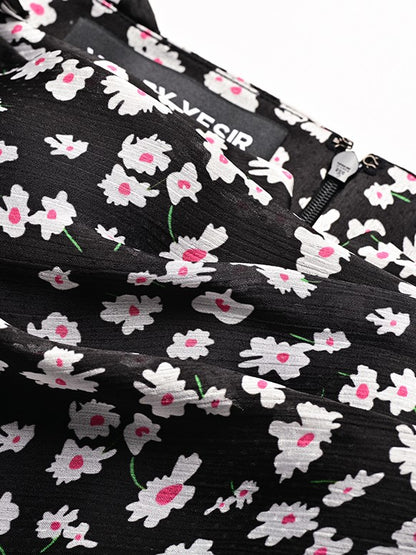 YES BY YESIR | Ye Qians Floral Daisy Suspender Midi Dress with Gentle Garden Poise -MARIGOLD.