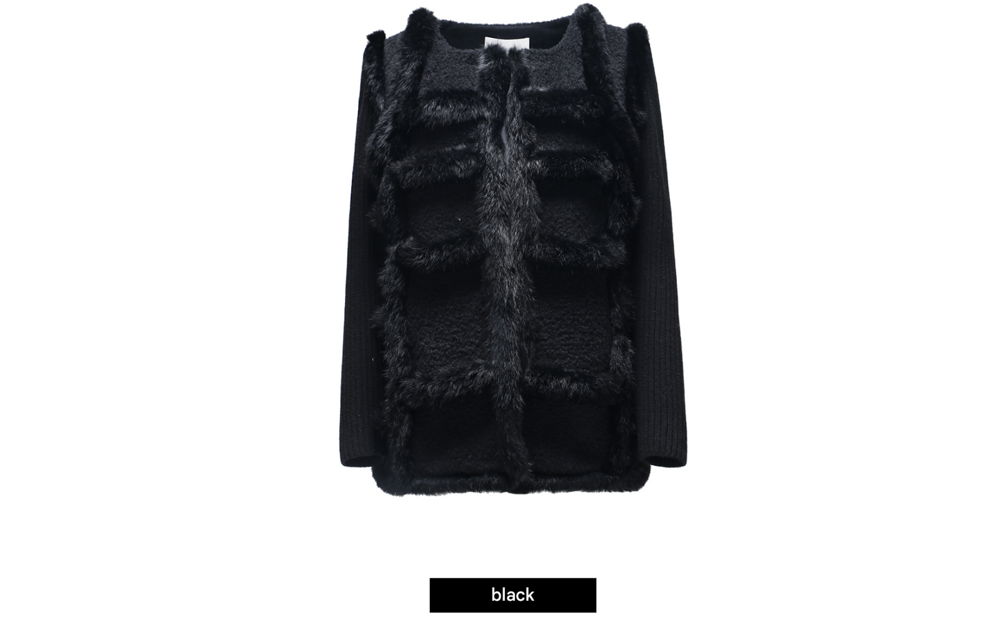 WANGXO | Heavy Industry Wavy Wool Tweed & Rabbit Fur Jacket-SENA.