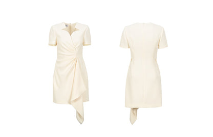 YES BY YESIR | Ye Qians Asymmetrical Slim Dress with Light Star Neckline-ISOLENE.