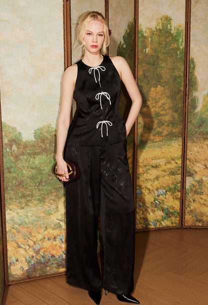 YES BY YESIR | Bamboo Shaved Shoulder Top Jacket and Pant Set -JIAYING.