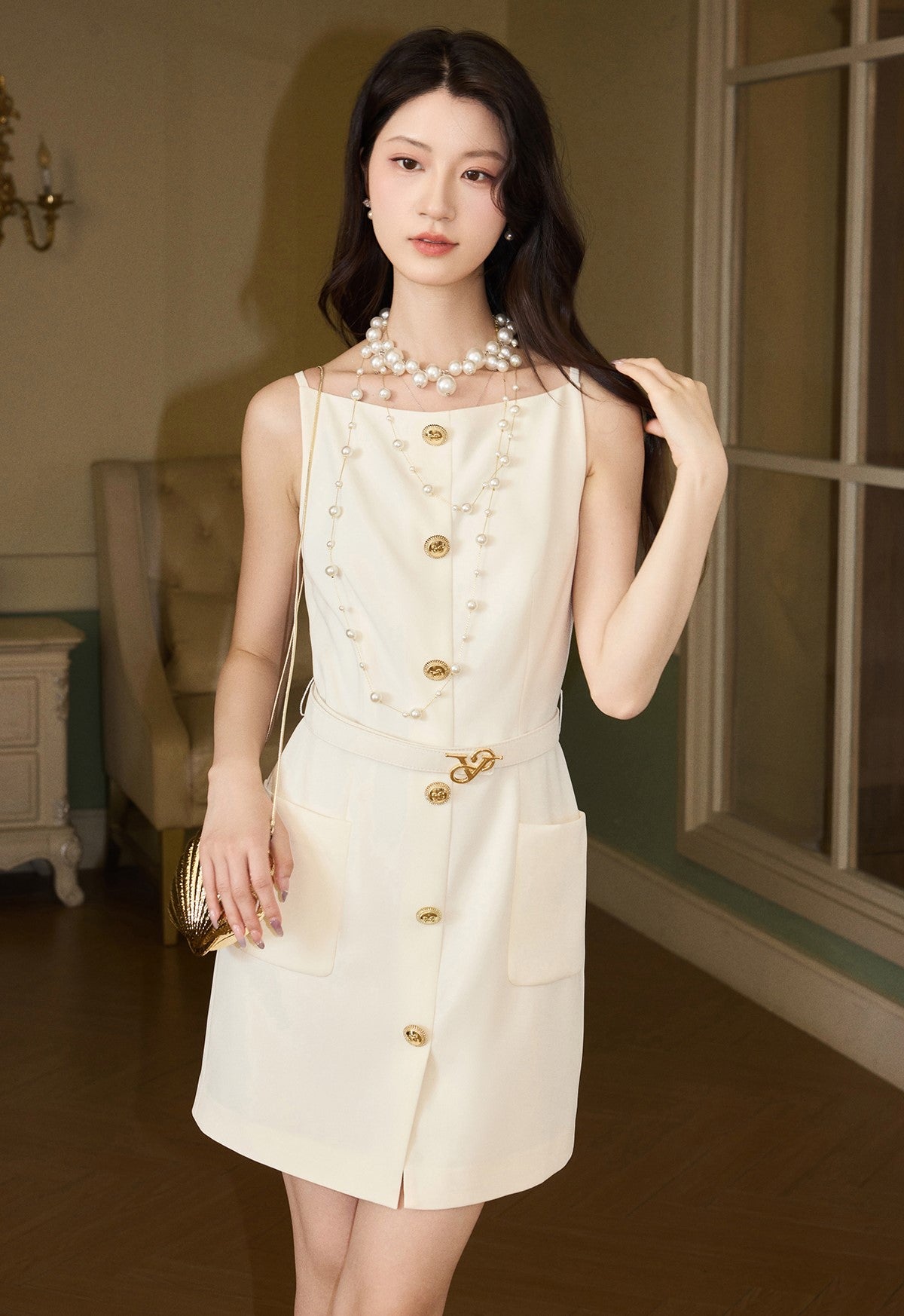 YES BY YESIR | Ye Qians Möbius-Inspired Snake Ring Slip Dress with Sculptural Vest -LILIANA.