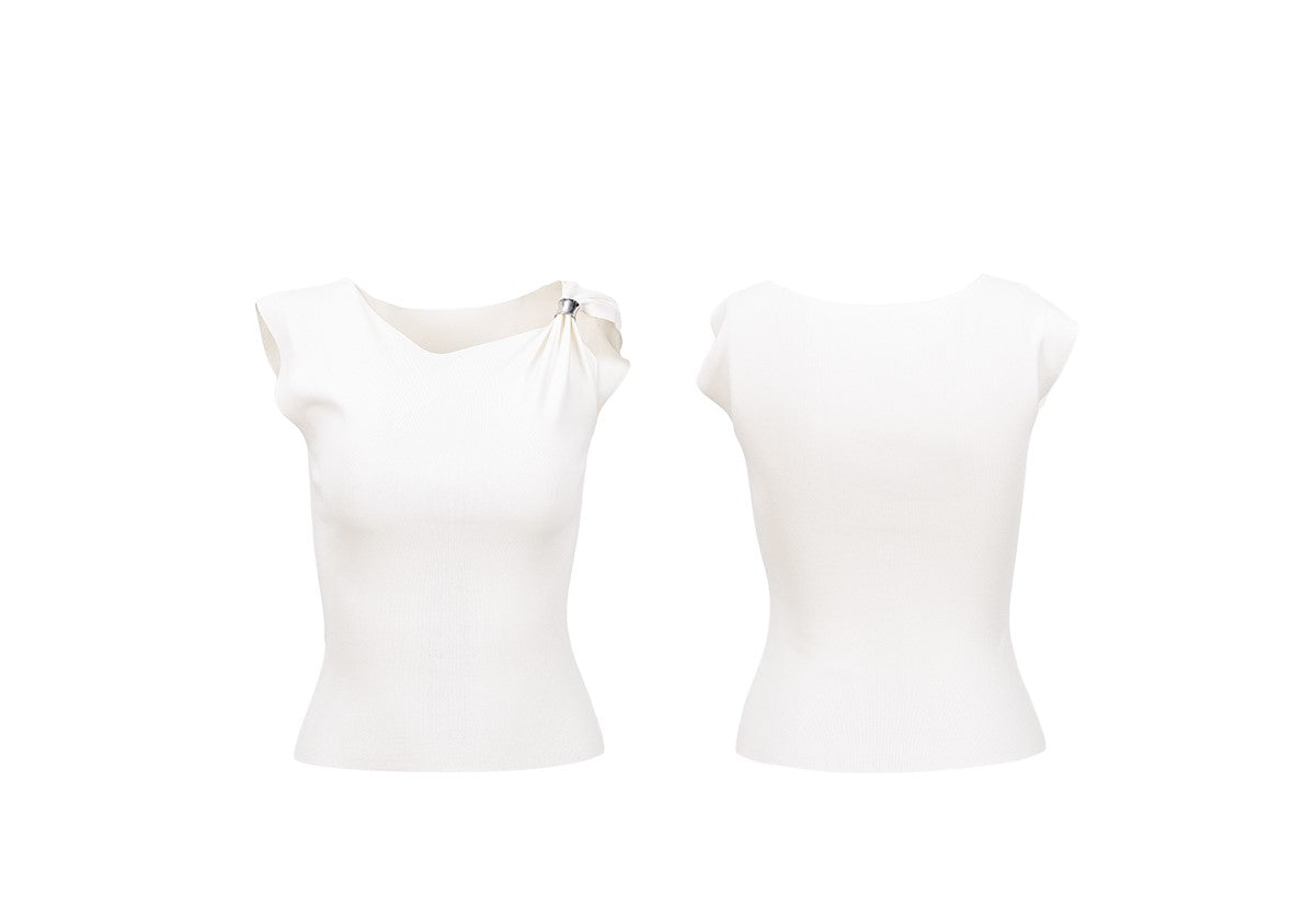 YES BY YESIR | Ye Qian  Luxury Summer Knit Pullover with Polished Minimal Elegance -LILIANA.