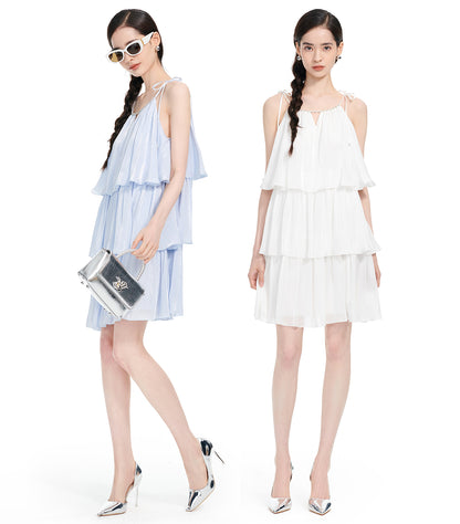 YES BY YESIR | Ye Qians Layered Whisper Mille-Feuille Streamer Gauze Dress -LORELLA.