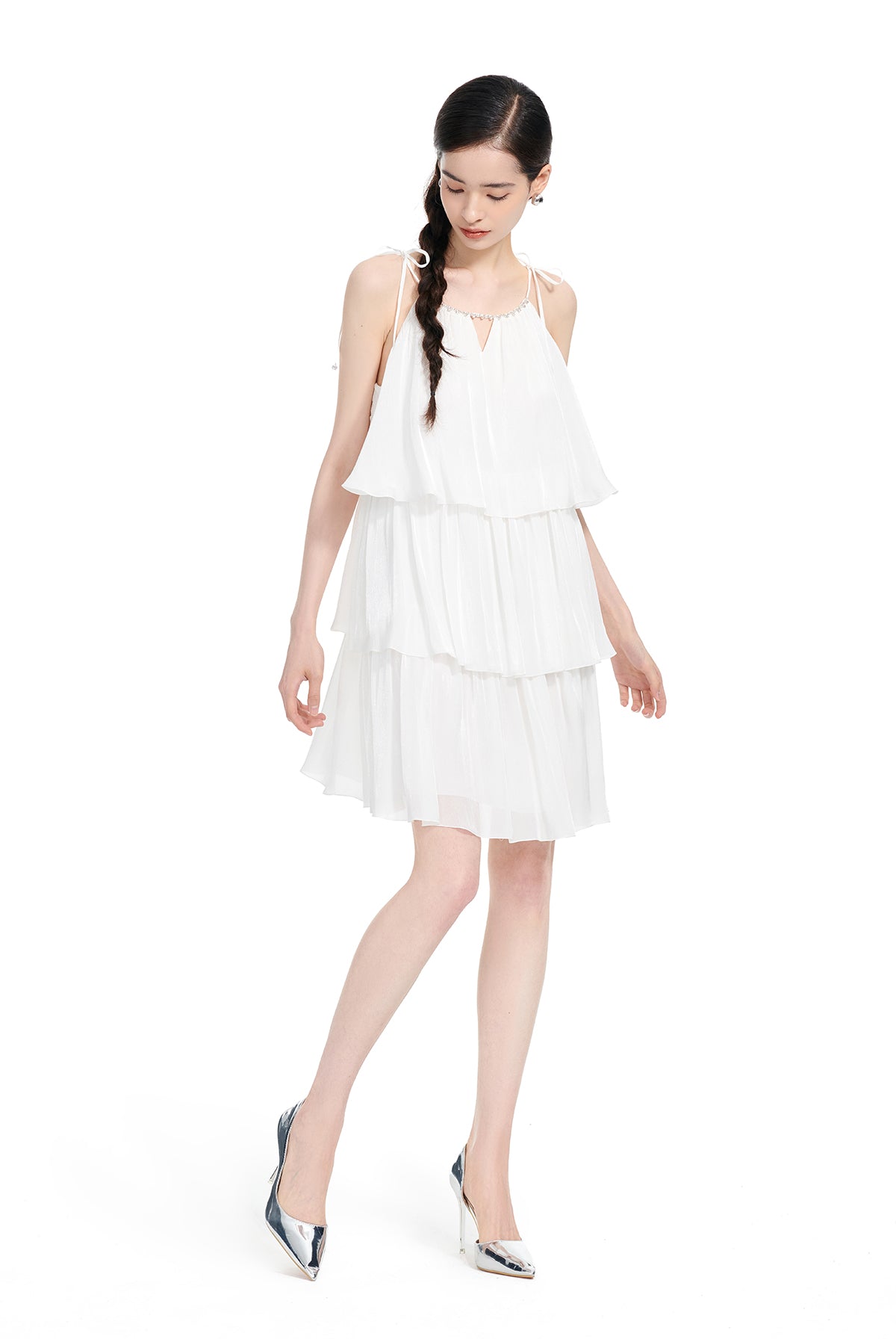 YES BY YESIR | Ye Qians Layered Whisper Mille-Feuille Streamer Gauze Dress -LORELLA.