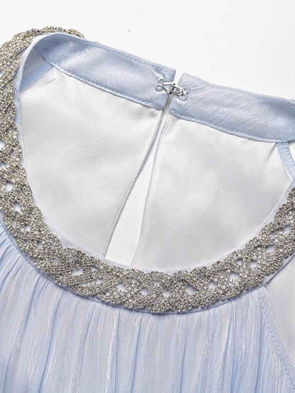 YES BY YESIR | Ye Qians Off-Shoulder Streamer Gauze Skirt with Luxury Diamond-LUCINDA.