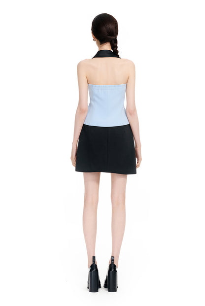 YES BY YESIR | Ye Qians Deconstructed U-Neck Navy Vest with Silhouette - MARILISE.