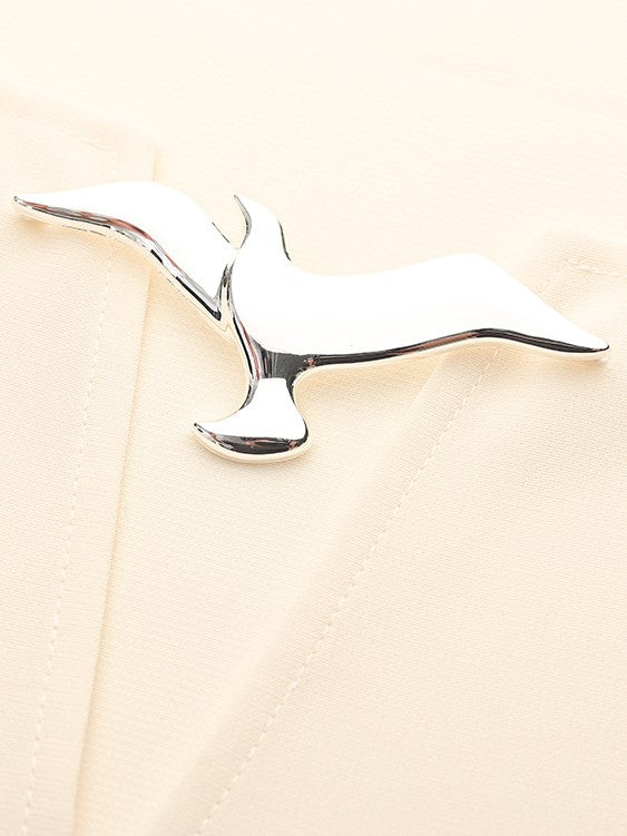 YES BY YESIR | Ye Qians Grace Flying Seagull Chiffon Shirt Light Short Sleeves-MARISELLE.