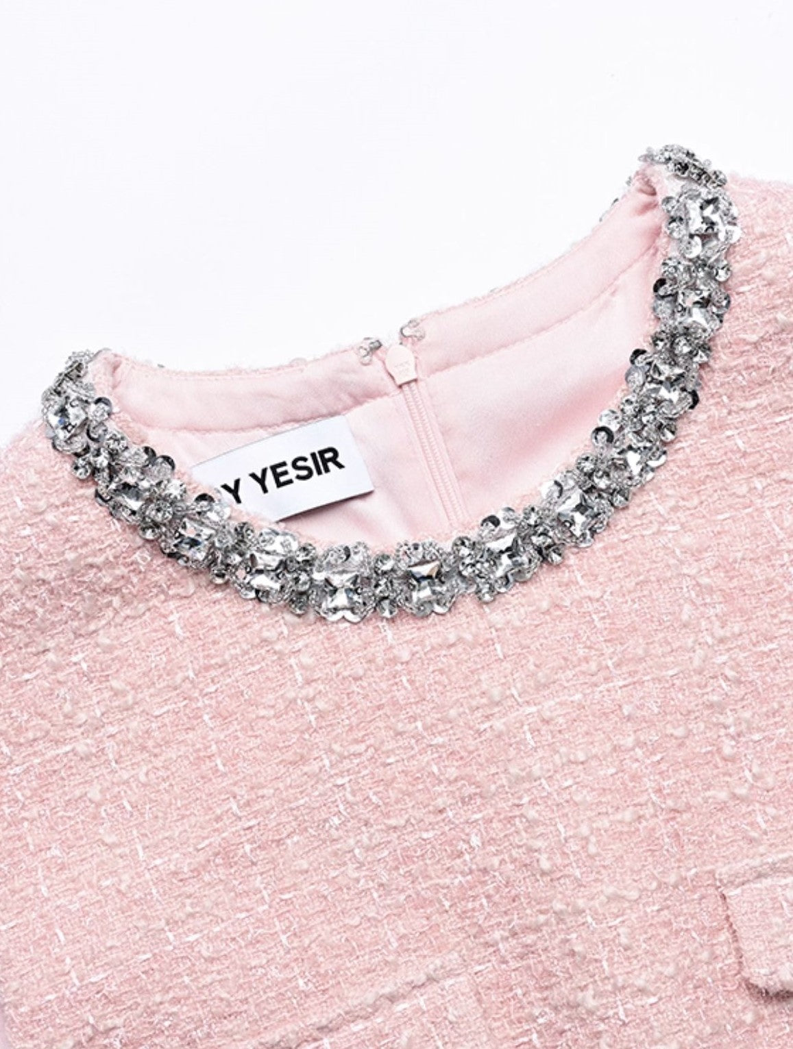 YES BY YESIR  pink diamond short sleeveless dress - MEMO.
