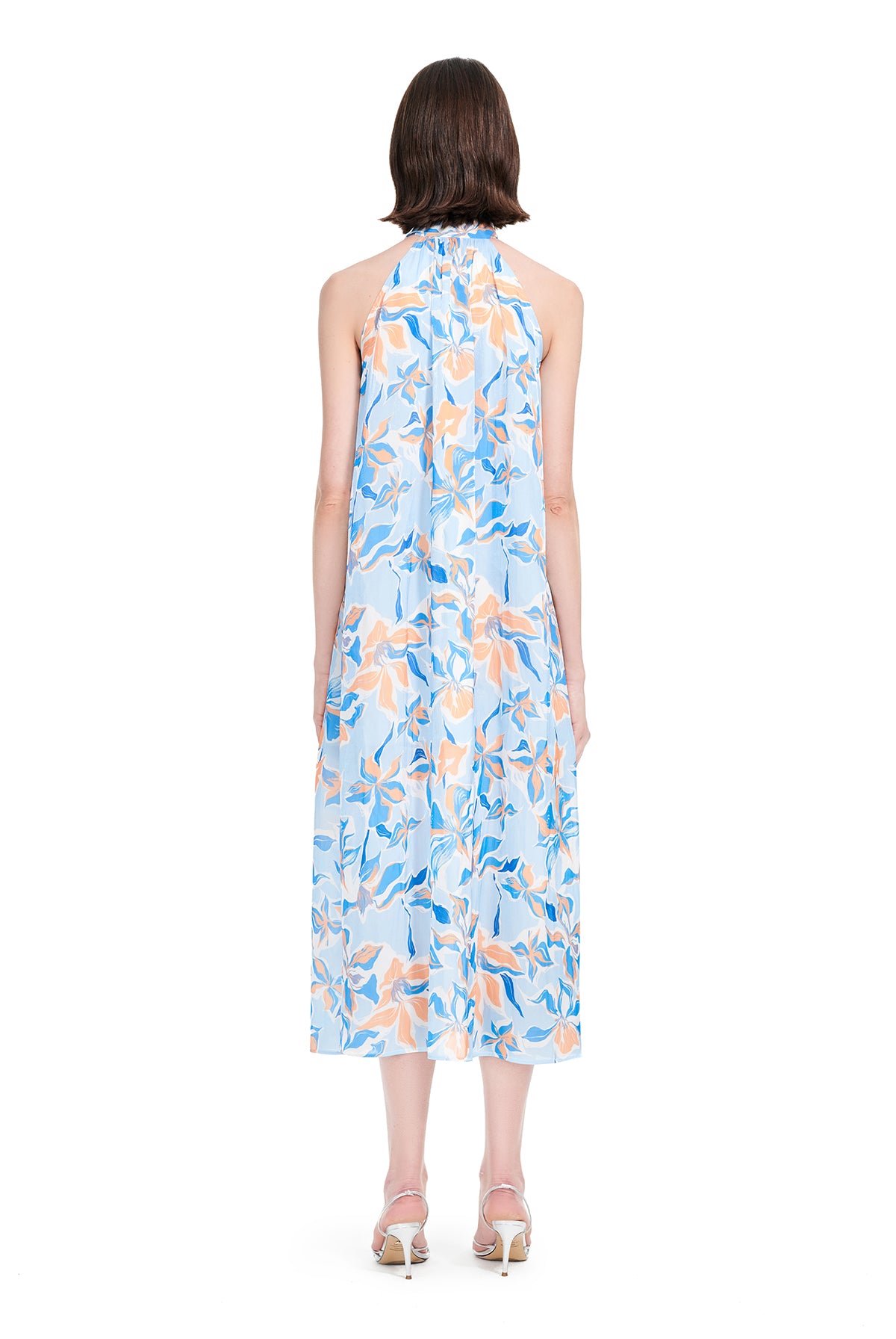 YES BY YESIR |Ye Qian Streamer Yarn Print Strappy Dress with Sunset Flow - MELANIA.