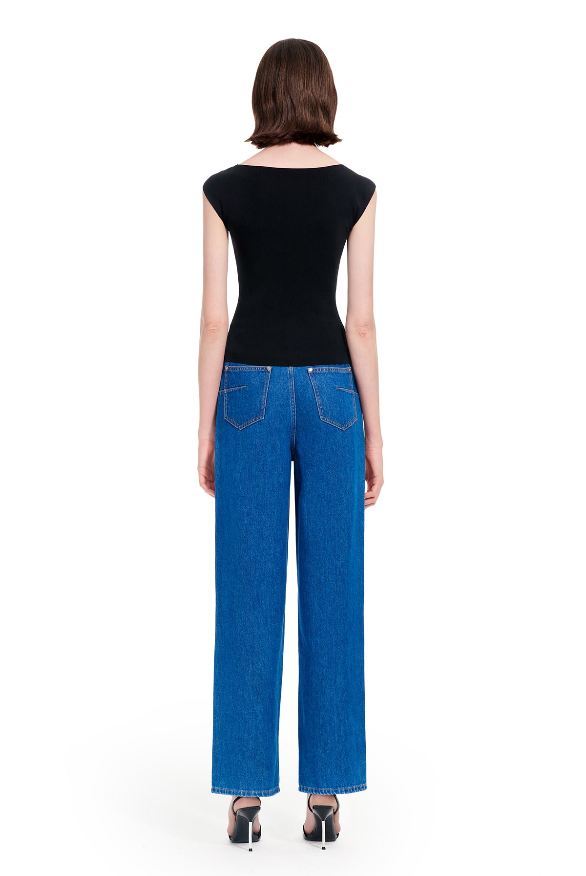 YES BY YESIR | Ye Qians Shine Love Bow Hot Diamond Straight Jeans -MIRABELLE.