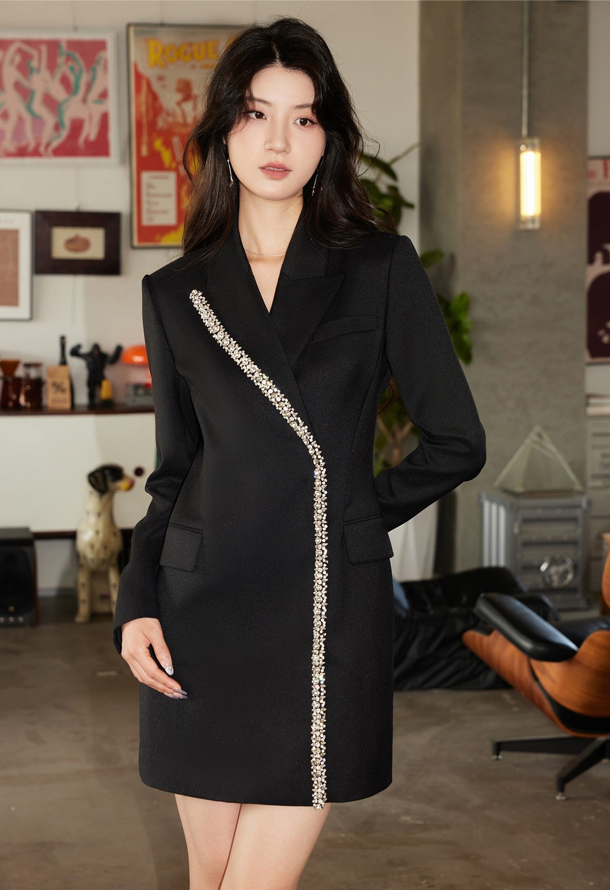 YES BY YESIR  luxury long sleeve short suit dress - OFSET.