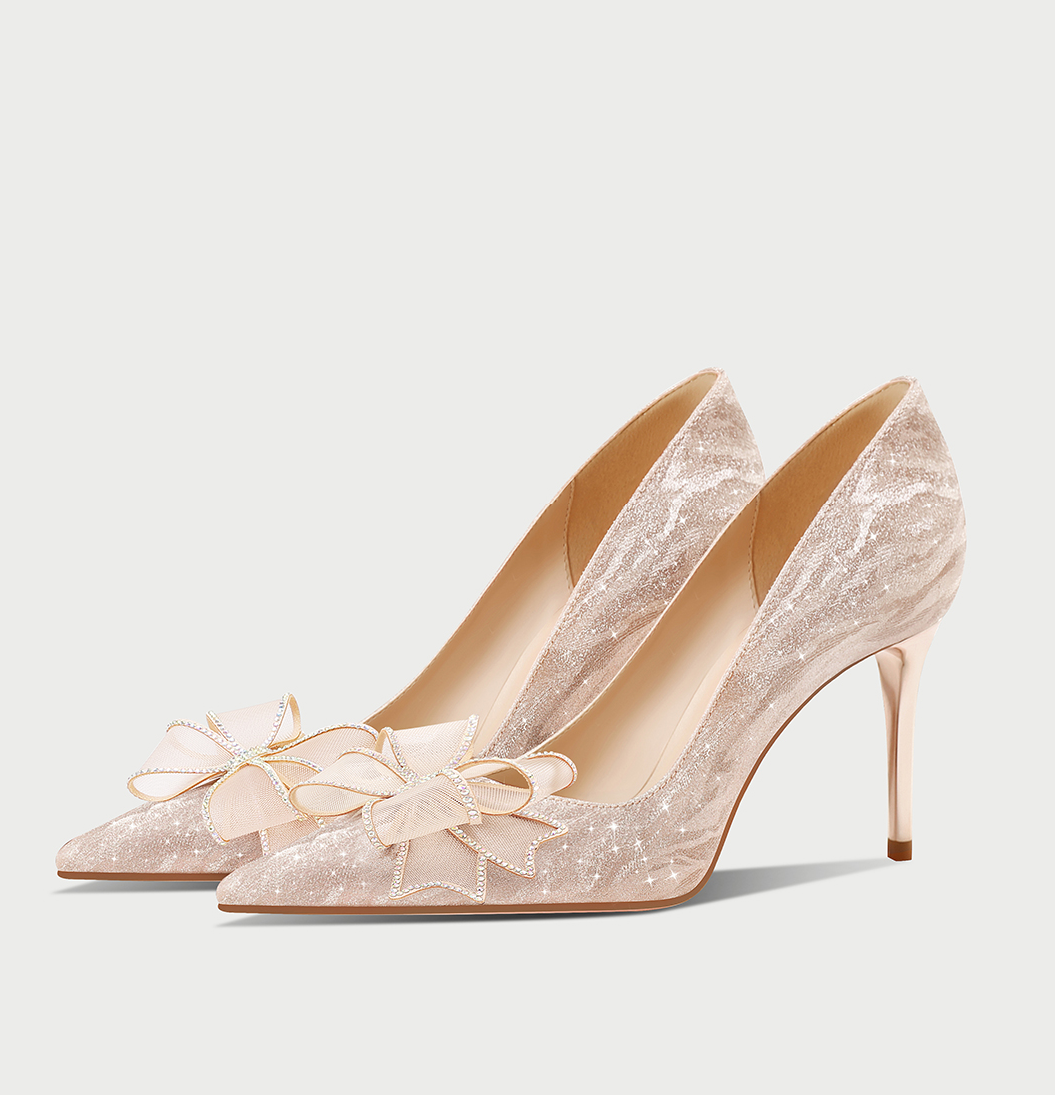 PJJUU Hexiu champagne color high heel shoes - HEAP.