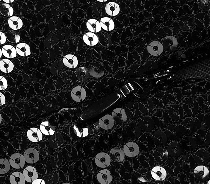 DOLLY Elegant Black One Shoulder Sequin Tube Top Short Feather Party Dress-MAVIS