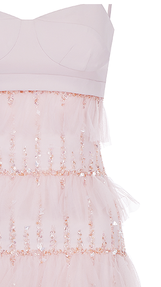 Wardrobes by Chen Light Luxury Embroidered Bead High Waist Short Dress-Safeera