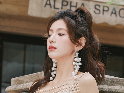 DOLLY Luxury Palace Style Flower Bud Tassel Chic Earrings-DALAL