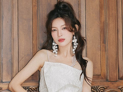 DOLLY Luxury Palace Style Flower Bud Tassel Chic Earrings-DALAL