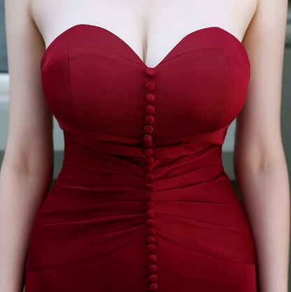 DOLLY Elegant Retro Style Sleeveless Off Shoulder Chest Wrap Long Fish Tail Dress-POW