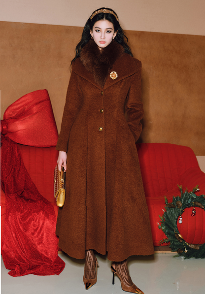 WANGXO | Luxury Alpaca Wool & Rabbit Hair Blend Long Coat -MIRA.