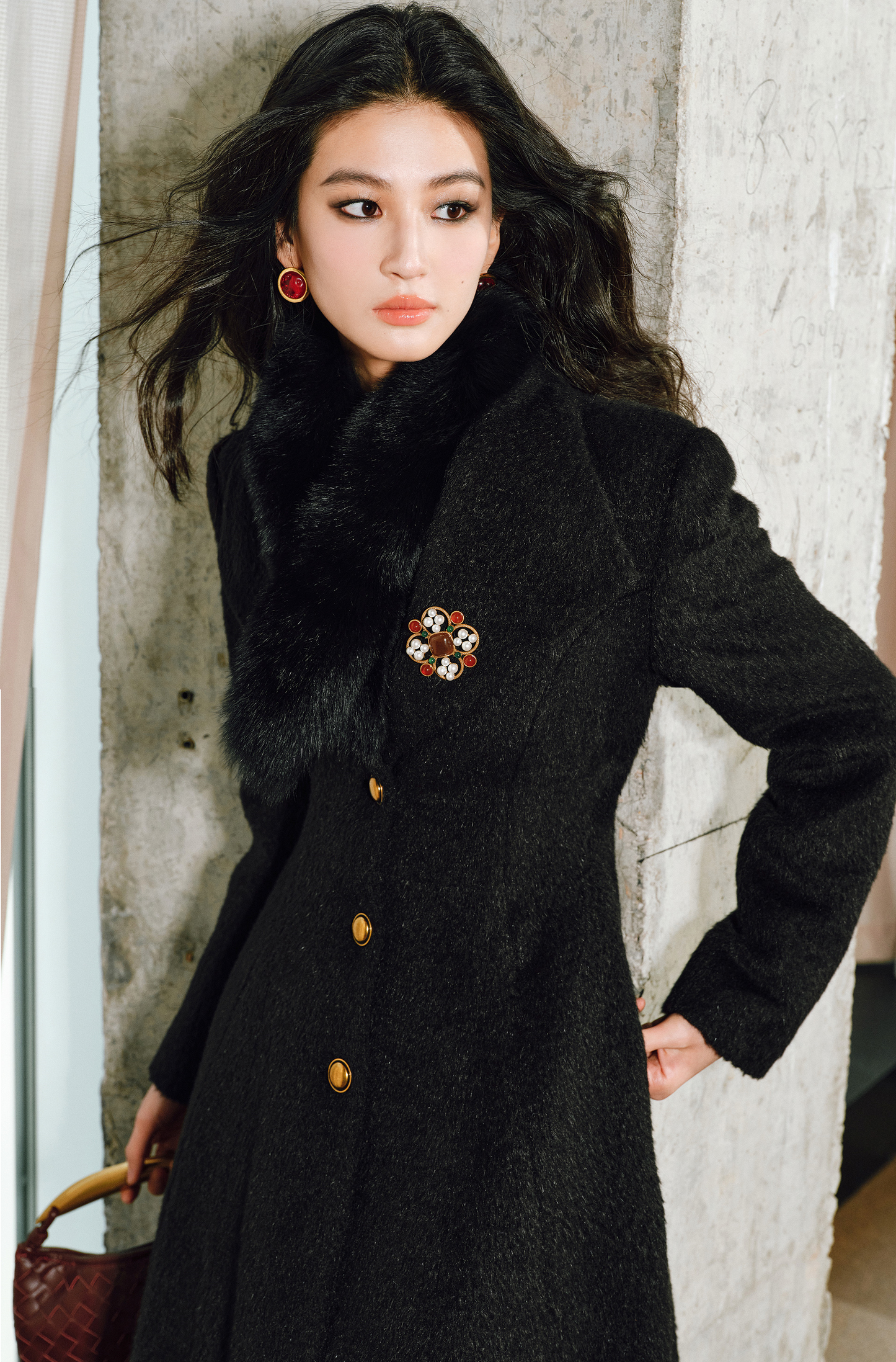 WANGXO | Luxury Alpaca Wool & Rabbit Hair Blend Long Coat -MIRA.