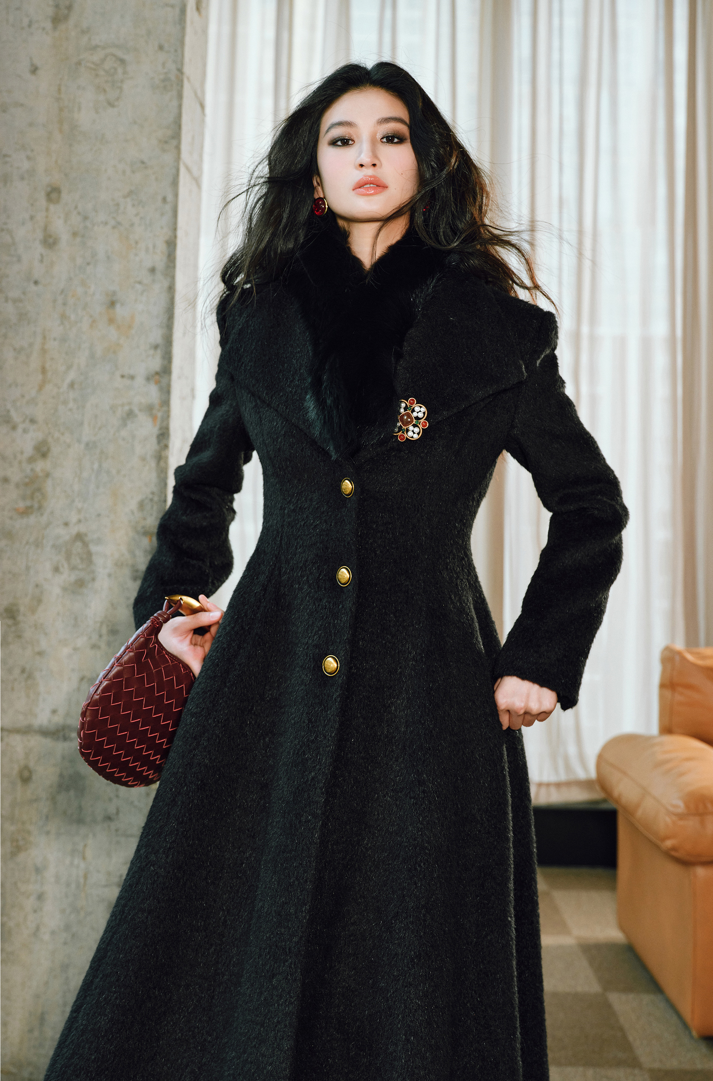 WANGXO | Luxury Alpaca Wool & Rabbit Hair Blend Long Coat -MIRA.