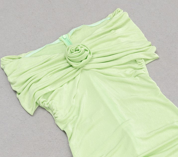 DOLLY Luxury French Style Off Shoulder Short Sleeve Hip Wrap Dinner Dress-ANTHEA