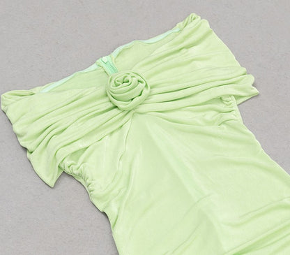 DOLLY Luxury French Style Off Shoulder Short Sleeve Hip Wrap Dinner Dress-ANTHEA