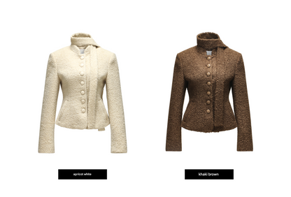 WANGXO | Mercerized Curly Texture Wool Short Coat -SENA.