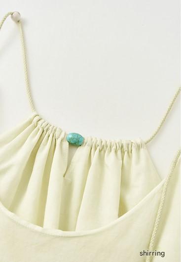 Sushe French Resort Quilted cotton embroidered lace loose A-line long slip dress-LUCY