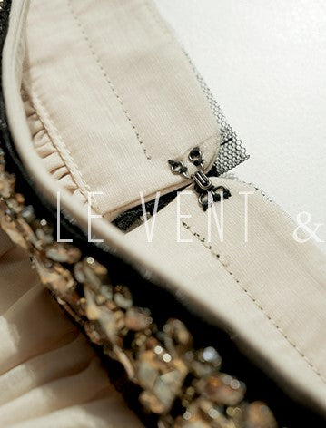 LE VENT&TES AILES retro Crystal embellished Premium Silhouette Tencel Beaded vacation Dress-YUTA