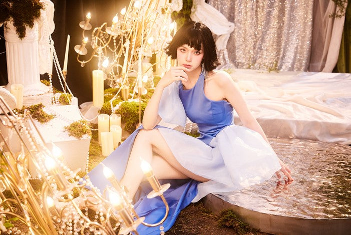 DOLLY High End Blue Sleeveless Halter Neck Retro Style Fish Tail Party Dress-CASSISA  (V)