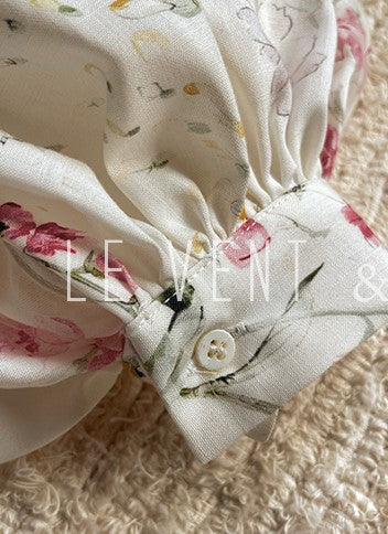 LE VENT&TES AILES Luxury summer vacation floral print Fancy Midi Dress-ZOE