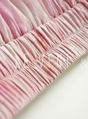 LE VENT&TES AILES Sakura Tencel Smudge Slip Skirt Loose Top Handmade-BECCA