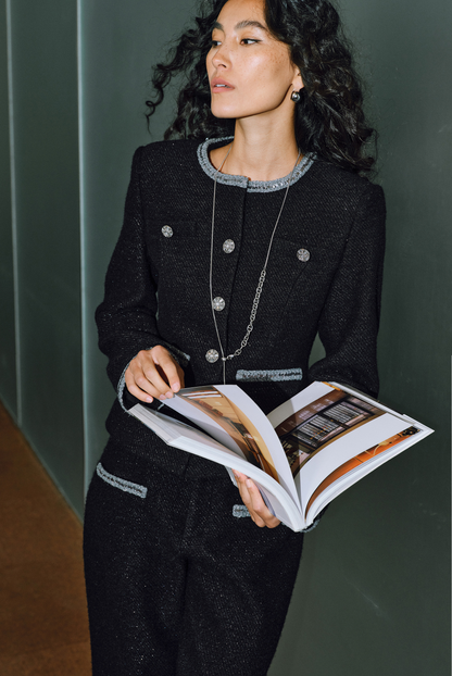 WANGXO | Milky Way Meteor Tweed Hand-Woven Two-Piece Outfit Set-NORA.