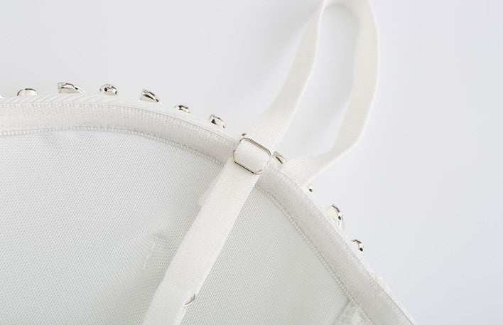 DOLLY Luxury 0ff Shoulder Sleeveless Diamond Bandage Sexy Slit Banquet Dress-PALOMA