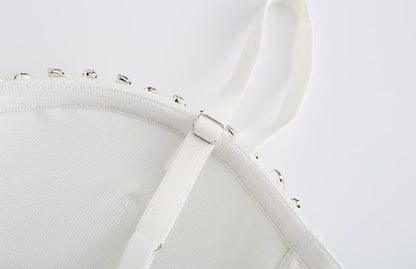 DOLLY Luxury 0ff Shoulder Sleeveless Diamond Bandage Sexy Slit Banquet Dress-PALOMA