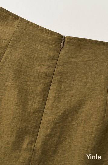 SuShe Elegant Tencel linen lace stitching back slit skirt -SARA