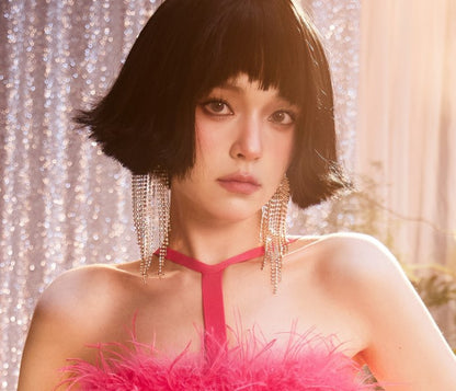 DOLLY Luxury Large Diamond Stylish Tassel Earring-JENNIE