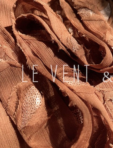 LE VENT&TES AILES Luxury French Disc Embroidered Sequin 3d Vintage brown Dress - LINA