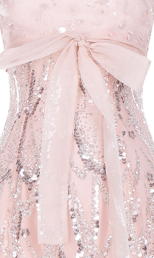 Wardrobes by Chen Luxury Fog Pink Round Neck Sleeveless Chiffon Dinner Dress-Nini