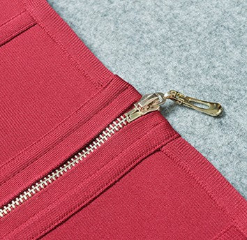 DOLLY Elegant Sleeveless Stand Collar Body Hug Midi Sexy Date Dress-NAT